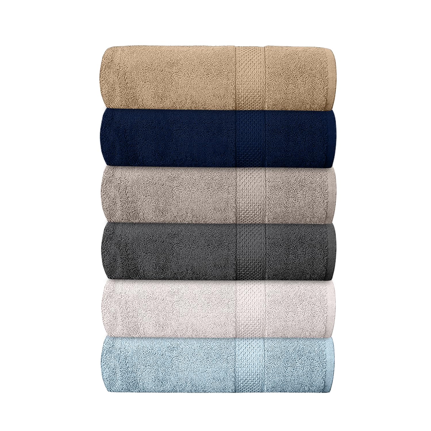 QUBA LINEN hotel towels 6-pack soft texture for guest comfort.
