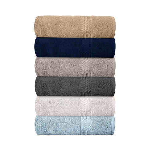 QUBA LINEN hotel towels 6-pack soft texture for guest comfort.