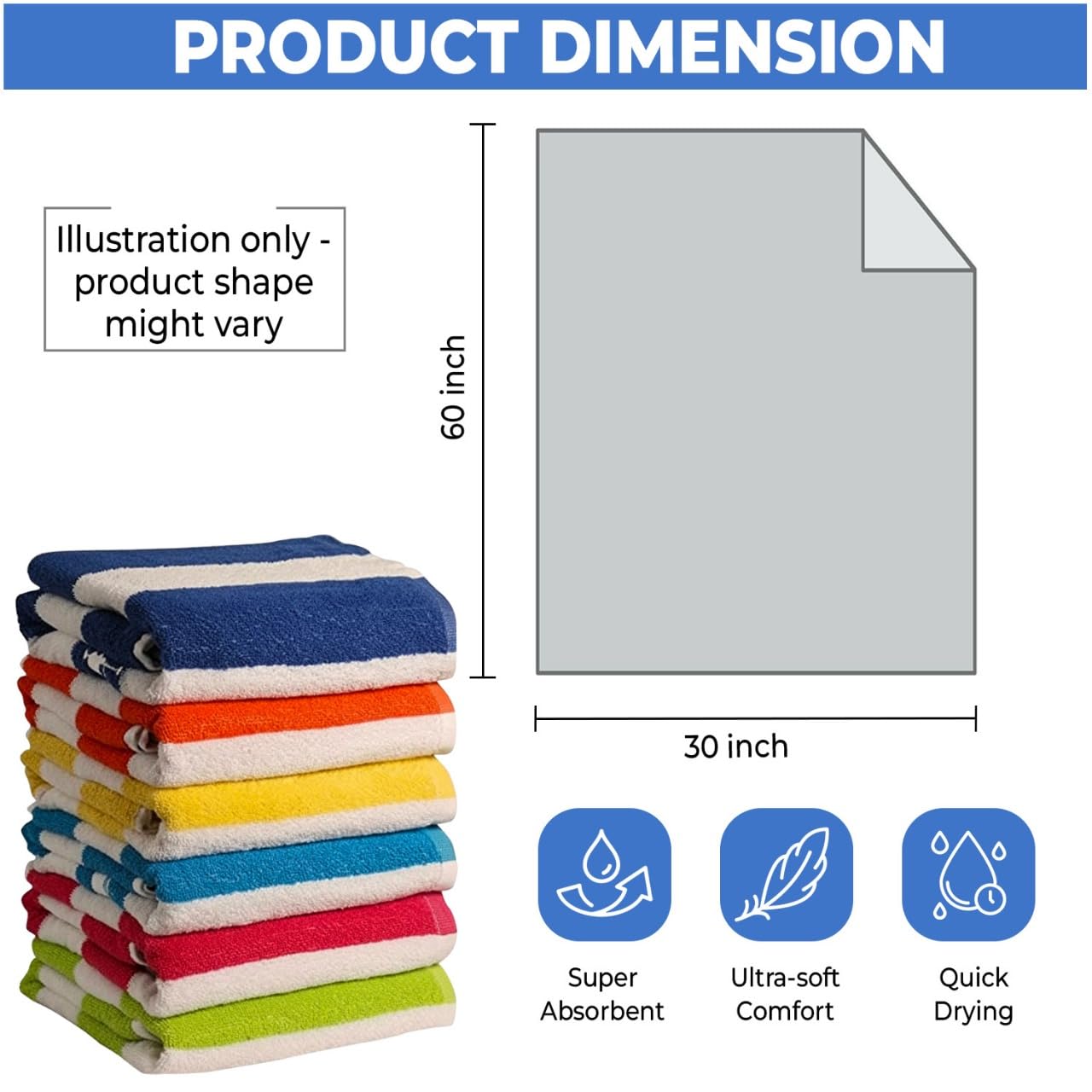 QUBA LINEN large pool towel shown unfolded by the pool edge.