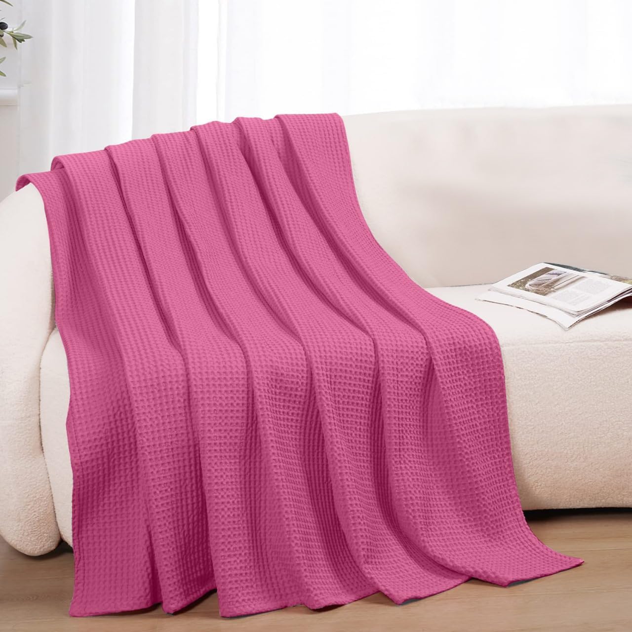 QUBA LINEN pre-washed cotton blanket stays soft wash after wash