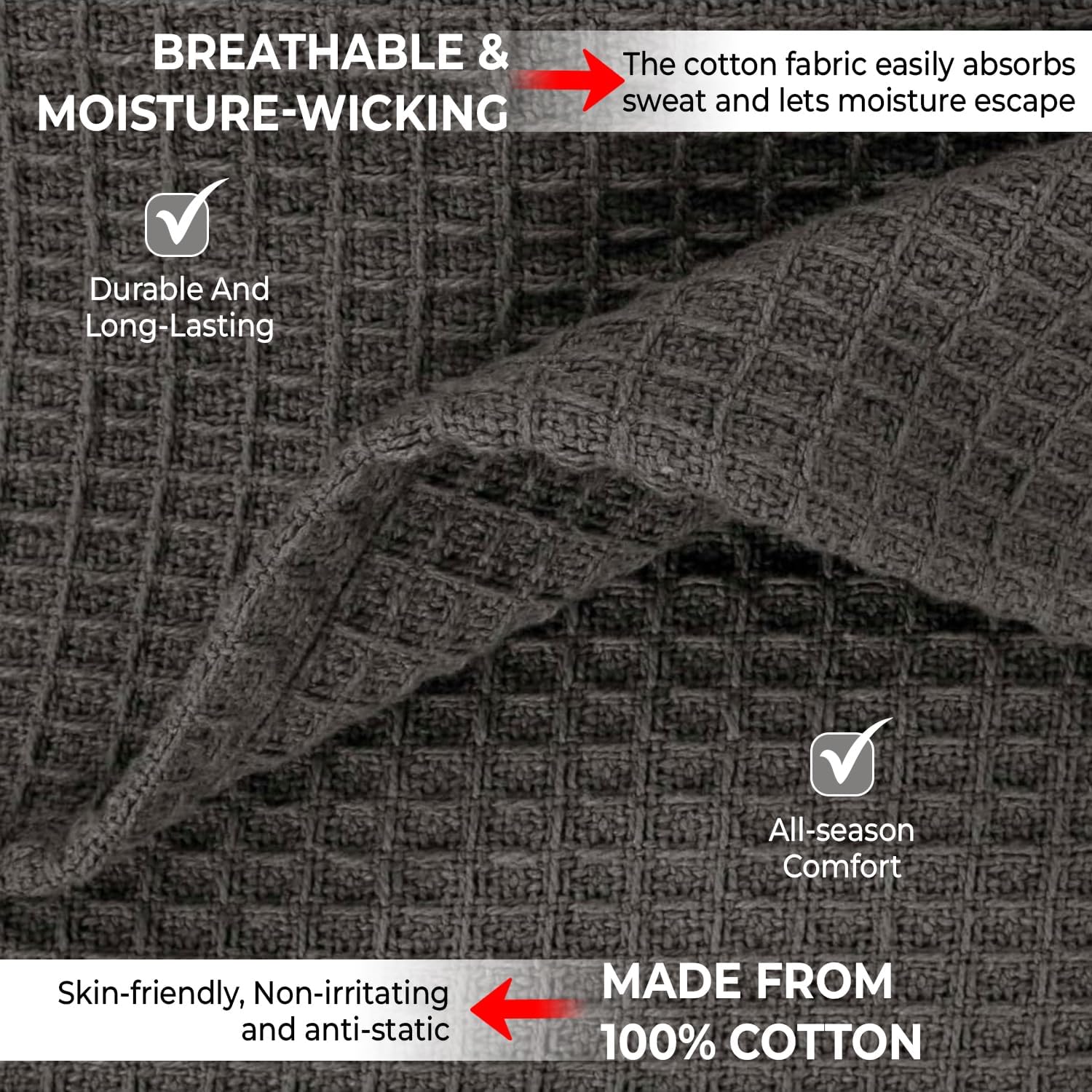 QUBA LINEN waffle blanket is a breathable summer option for hot days.