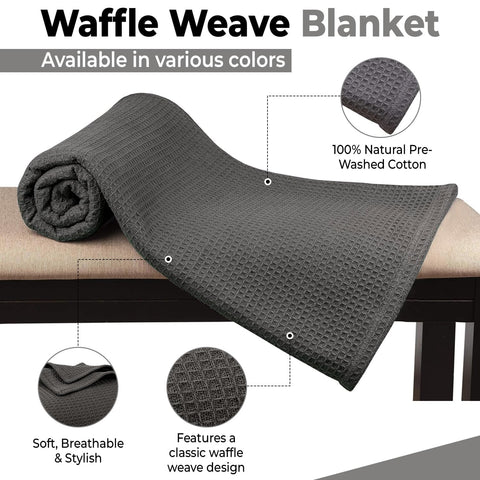 QUBA LINEN waffle texture close-up highlights breathable, soft cotton weave.