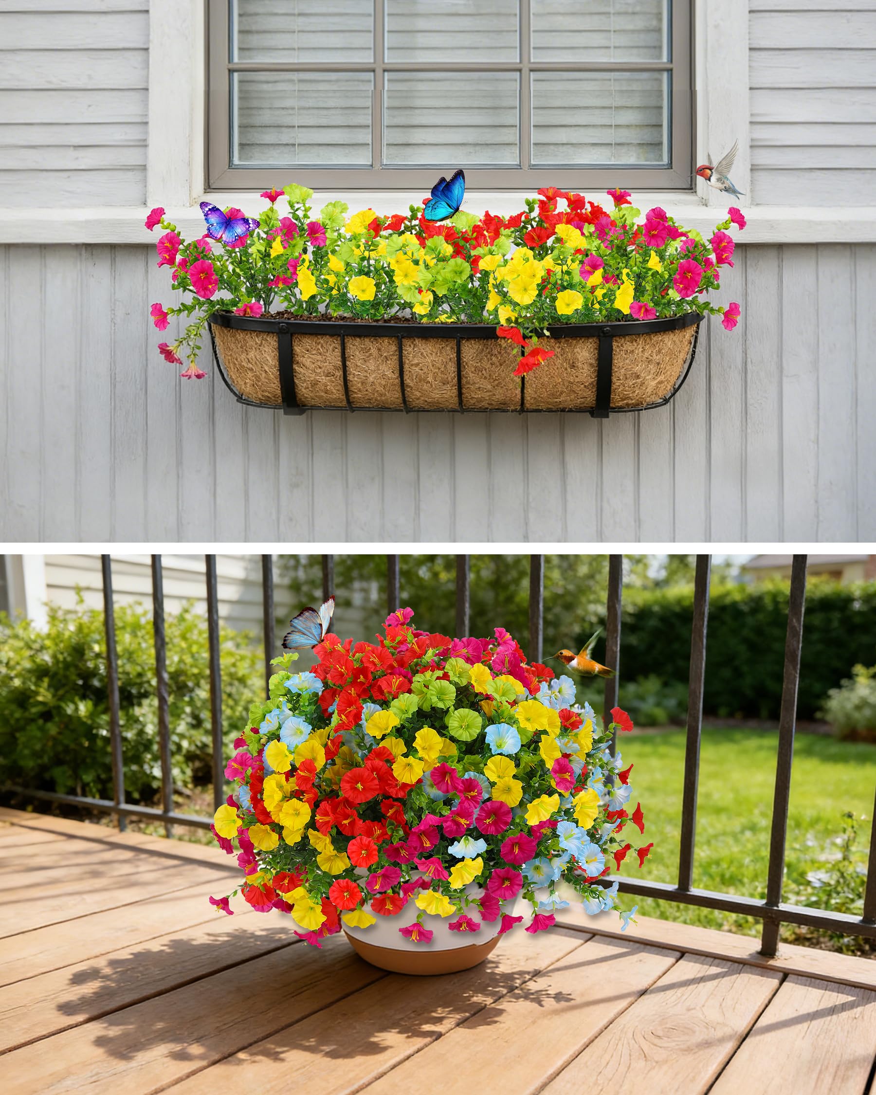 Qubigko faux morning glory in patio lighting for a natural look
