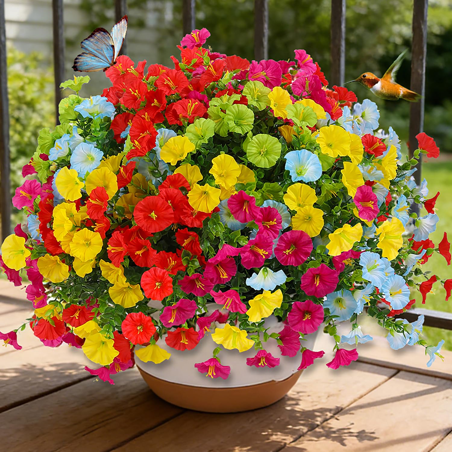 Qubigko outdoor flowers porch display with vivid petals for year-round color