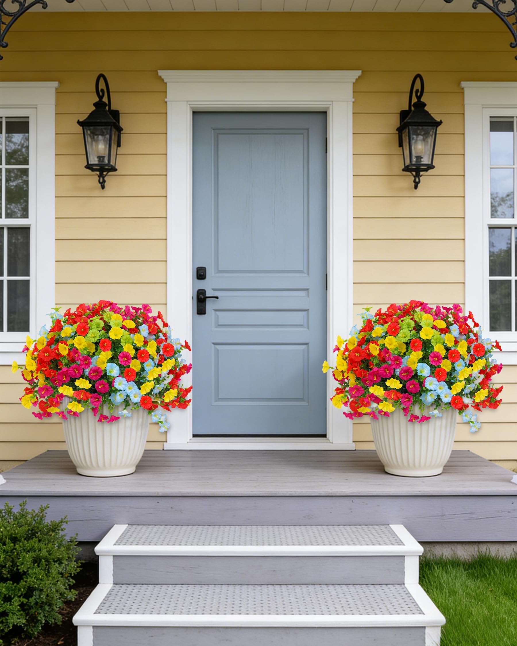 Qubigko outdoor window box arrangement with UV-resistant blooms