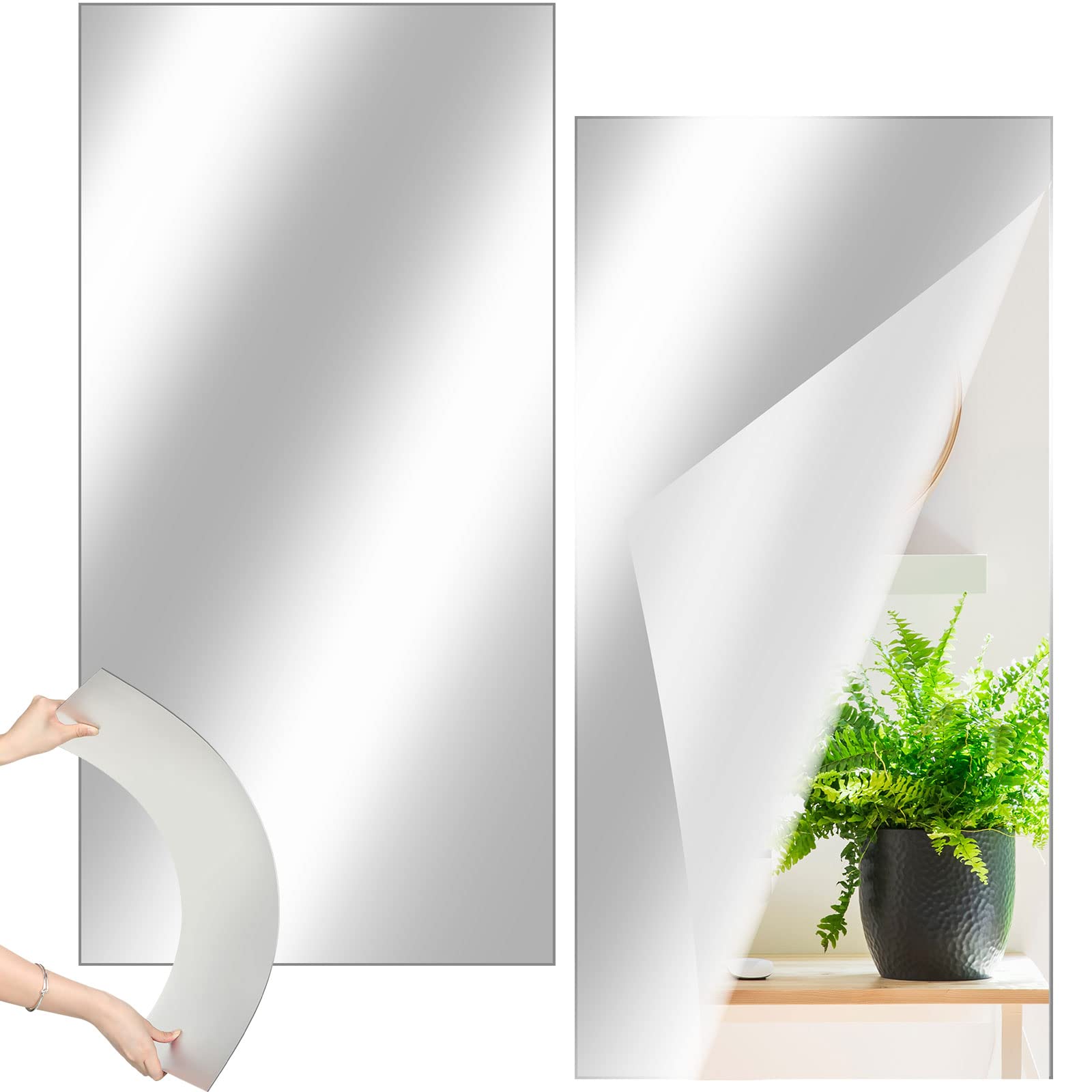 Queekay 12x24 gym mirror tiles brighten the workout wall and reflect light.