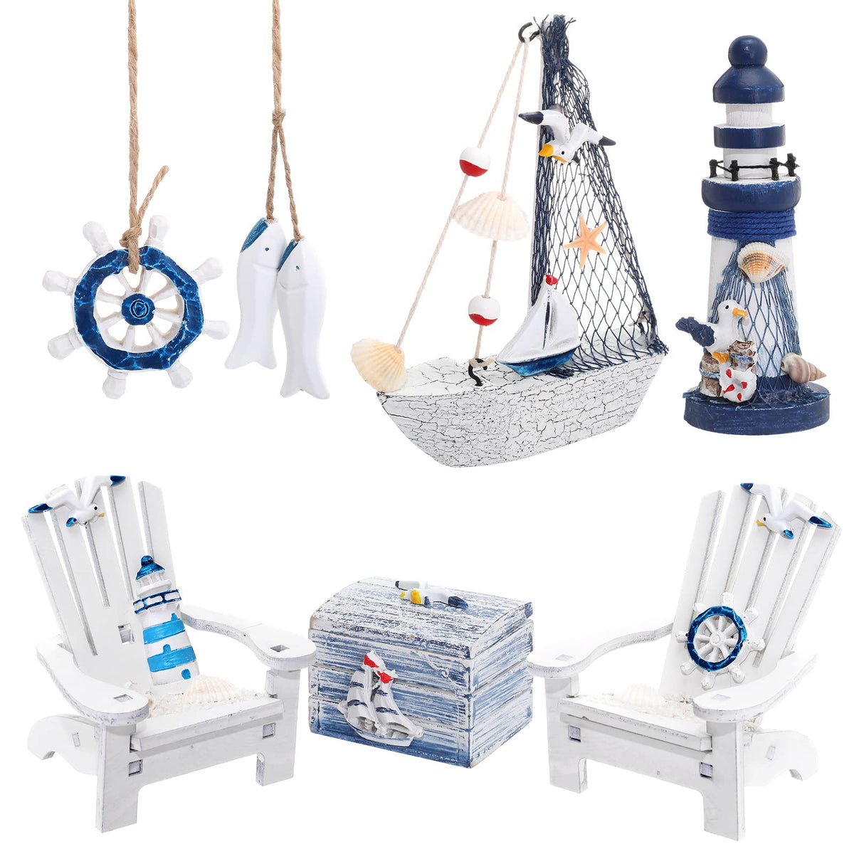 Queekay lighthouse decor on a shelf adds coastal charm and sunlight-inspired ambiance.