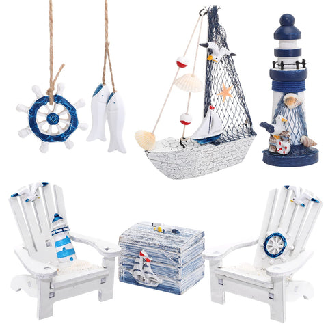 Queekay lighthouse decor on a shelf adds coastal charm and sunlight-inspired ambiance.