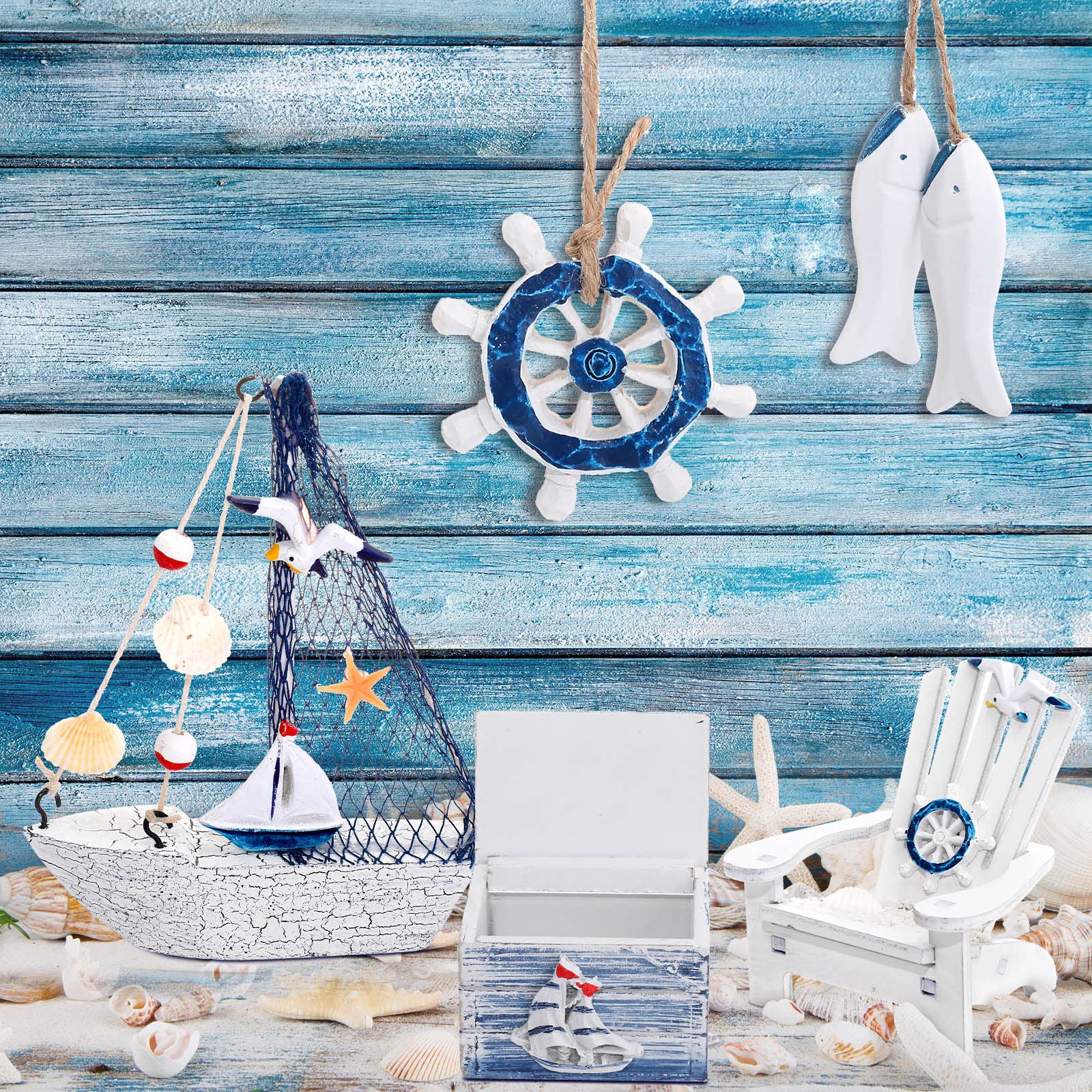 Queekay wooden box enhances storage or display with nautical flair.