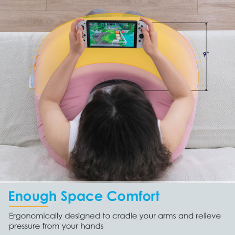 QUEEN ROSE Reading Pillow doubles as backrest with ergonomic curves for comfort.