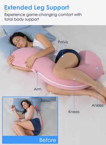 QUEEN ROSE full-body support pillow in bed improves spinal alignment