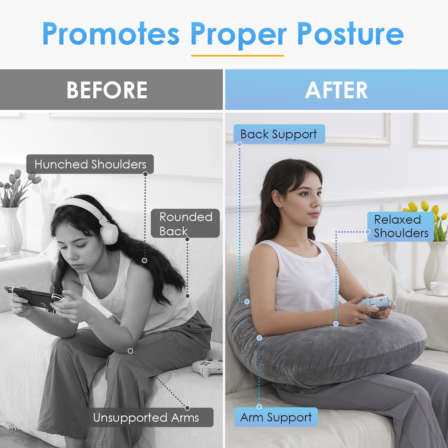 QUEEN ROSE Gaming Pillow lap-use ideal for cozy gaming sessions.