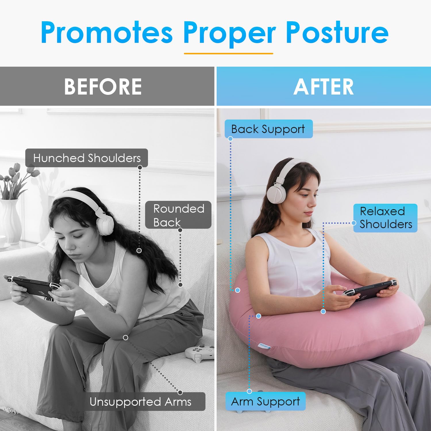 QUEEN ROSE Lap Desk Pillow shown on bed or sofa for cozy reading.