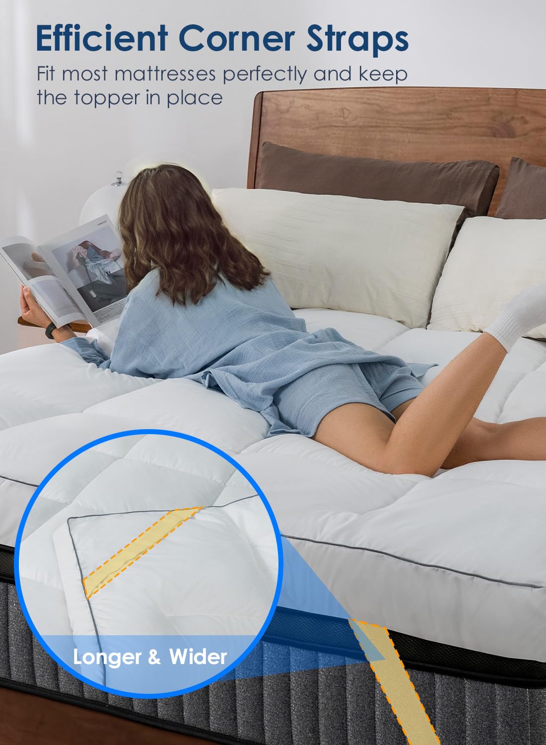 QUEEN ROSE topper with cooling brushed surface keeps nights cooler