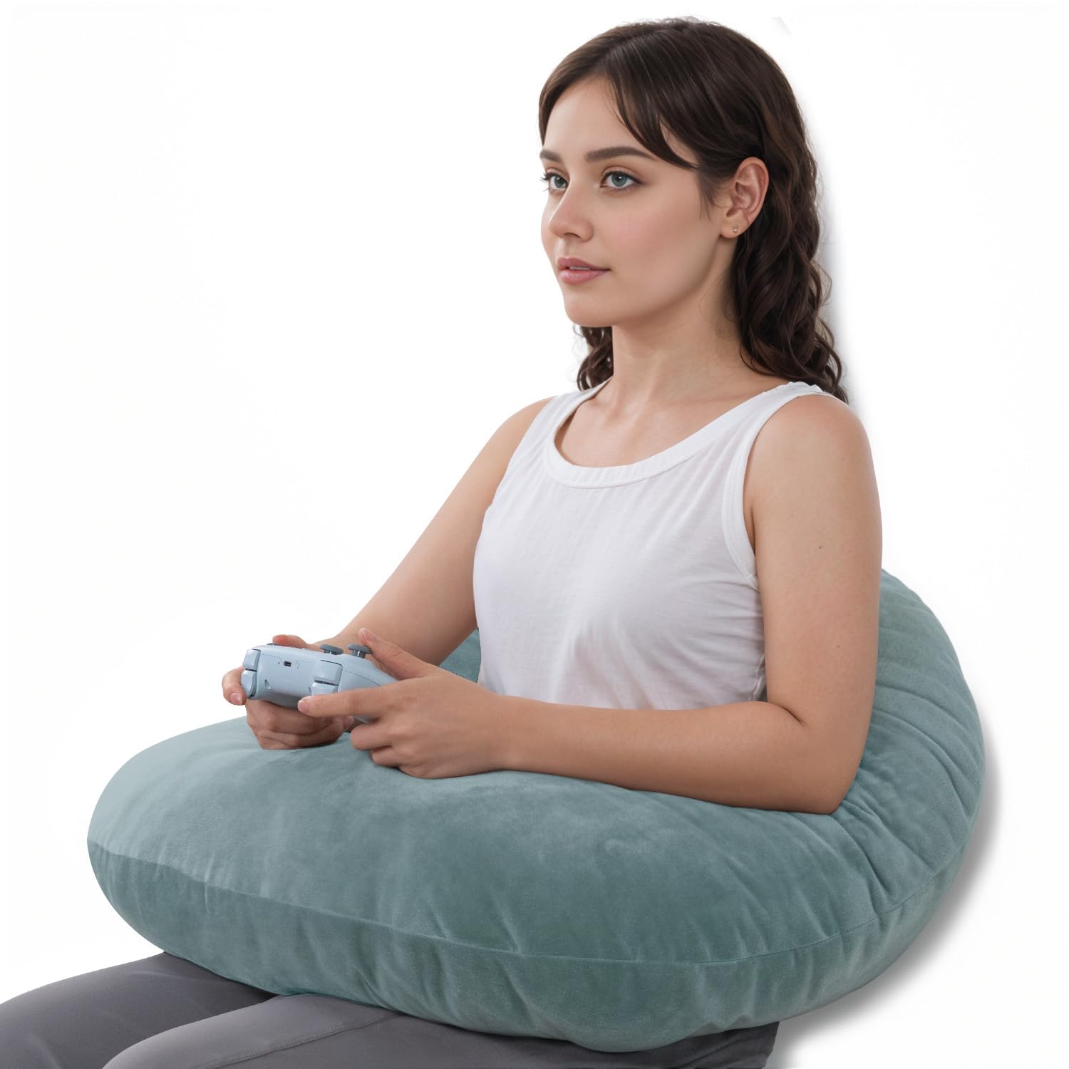 QUEEN ROSE Reading Pillow with arm-rest supports arms for reading and gaming.