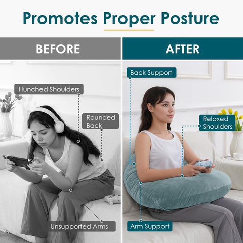 QUEEN ROSE Reading Pillow backrest extension provides relaxed support on the sofa.