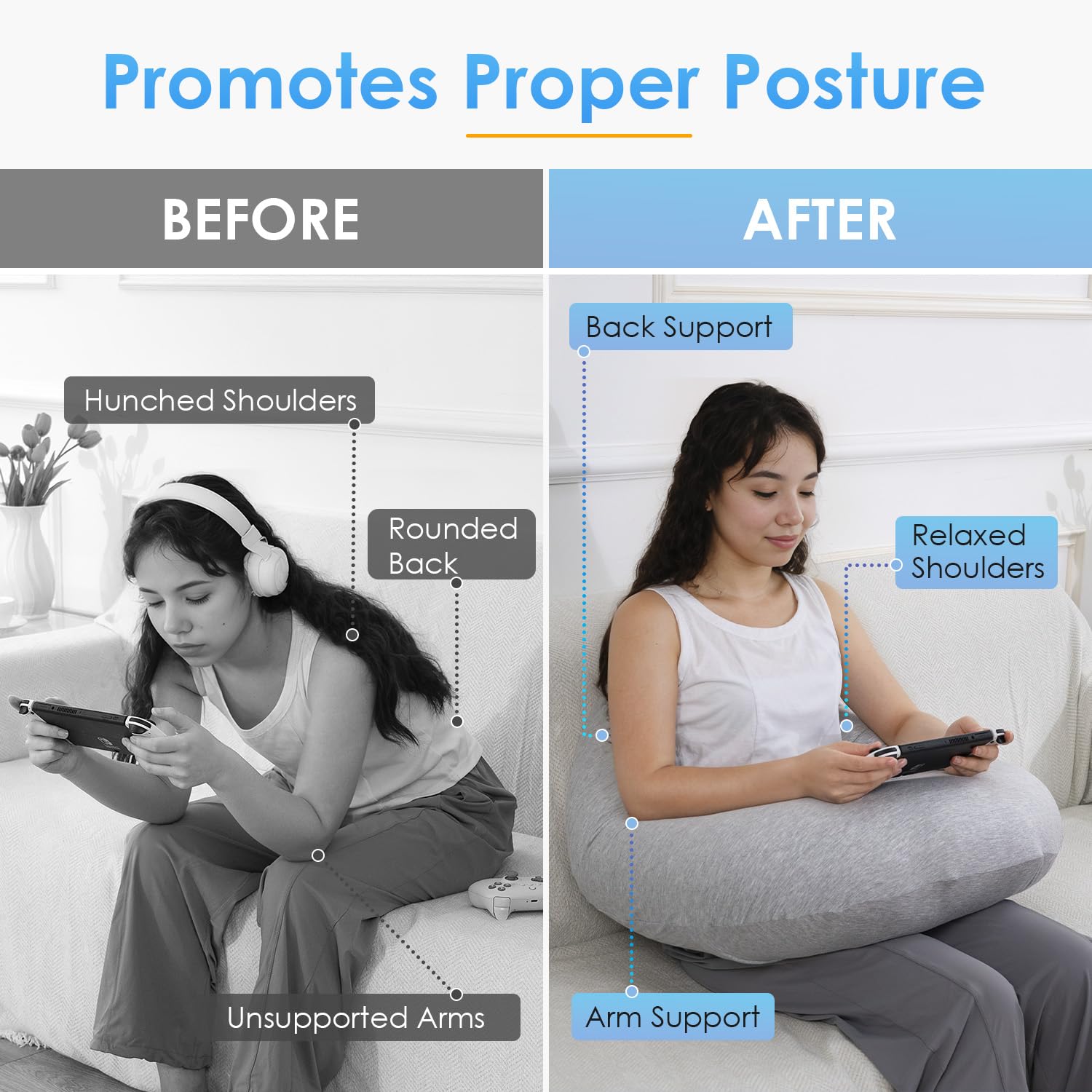 QUEEN ROSE Reading Pillow multi-function use for gaming, crocheting, nursing