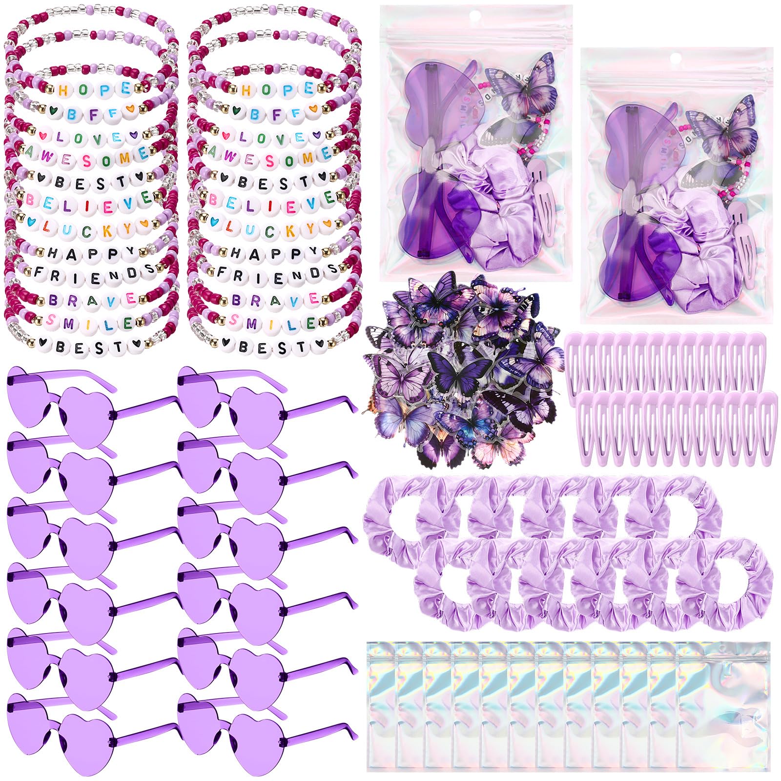 Quelay 134-pcs Kpop disco party favors set, ideal for festive decor and gifts.