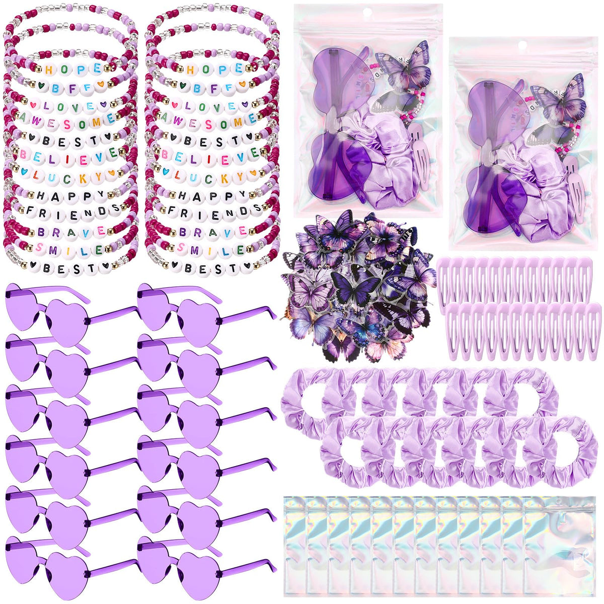 Quelay 134-pcs Kpop disco party favors set, ideal for festive decor and gifts.