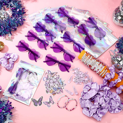 Quelay laser bags in purple, transparent style great for party favors.