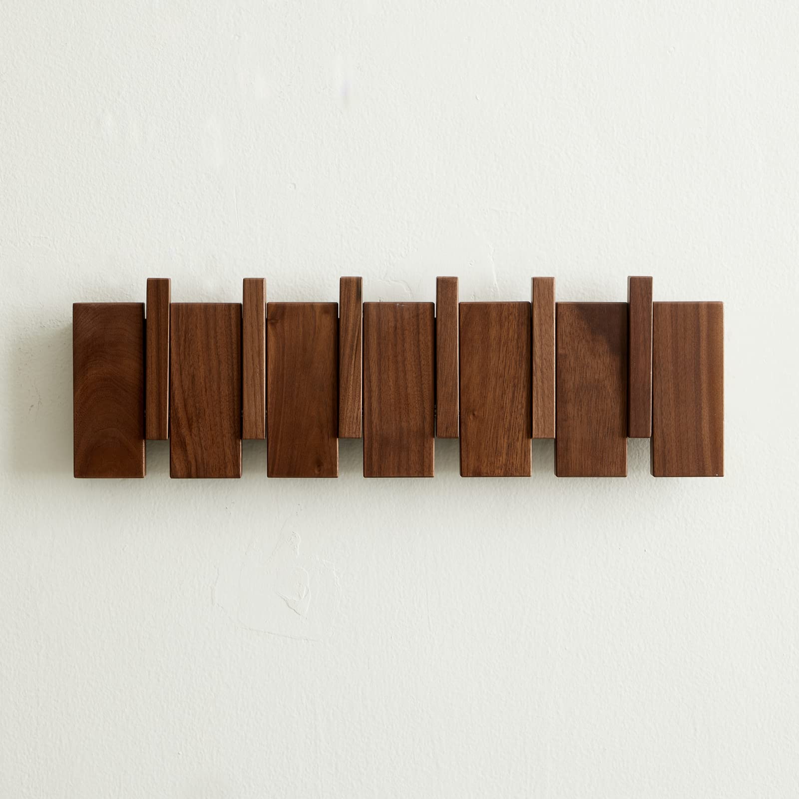 QUELLANCE wood coat rack wall mount front view showcases versatile entryway organization.