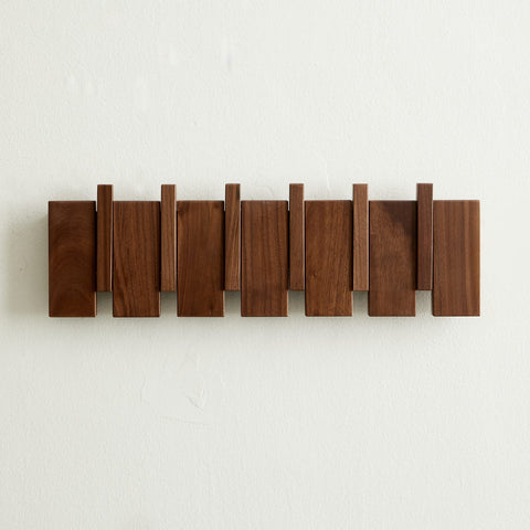 QUELLANCE wood coat rack wall mount front view showcases versatile entryway organization.