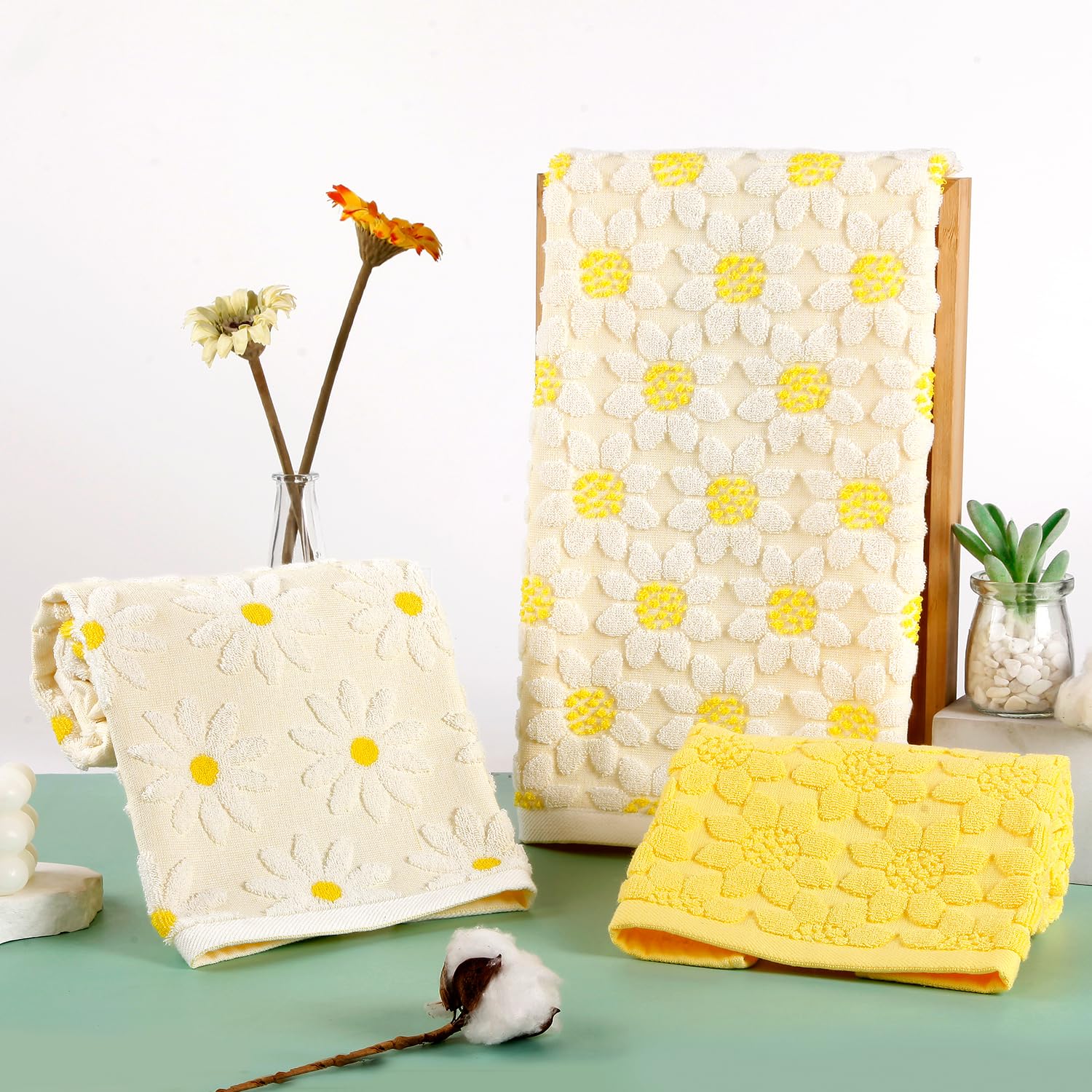 Quera cotton terry towels offer high absorbency for quick kitchen and bathroom use.