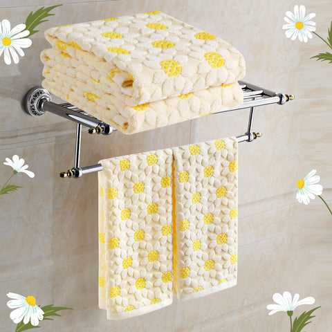 Quera white yellow sunflower design towels brightening spaces while drying hands softly.