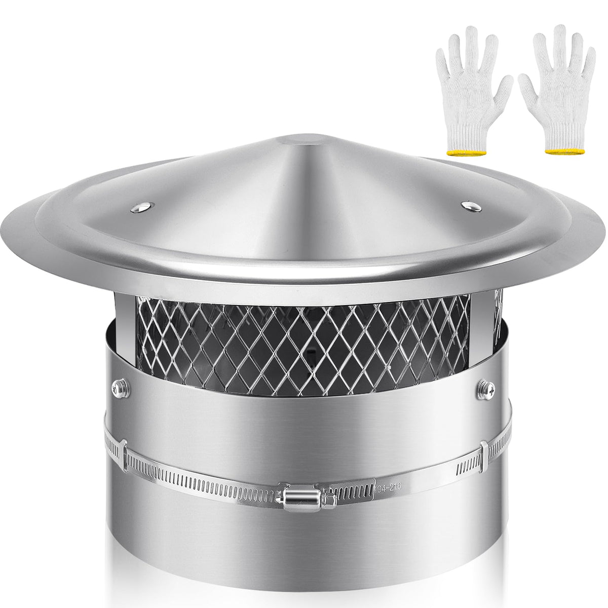 QUEYAAM 8 inch cone-top chimney cap with screen protects against rain.
