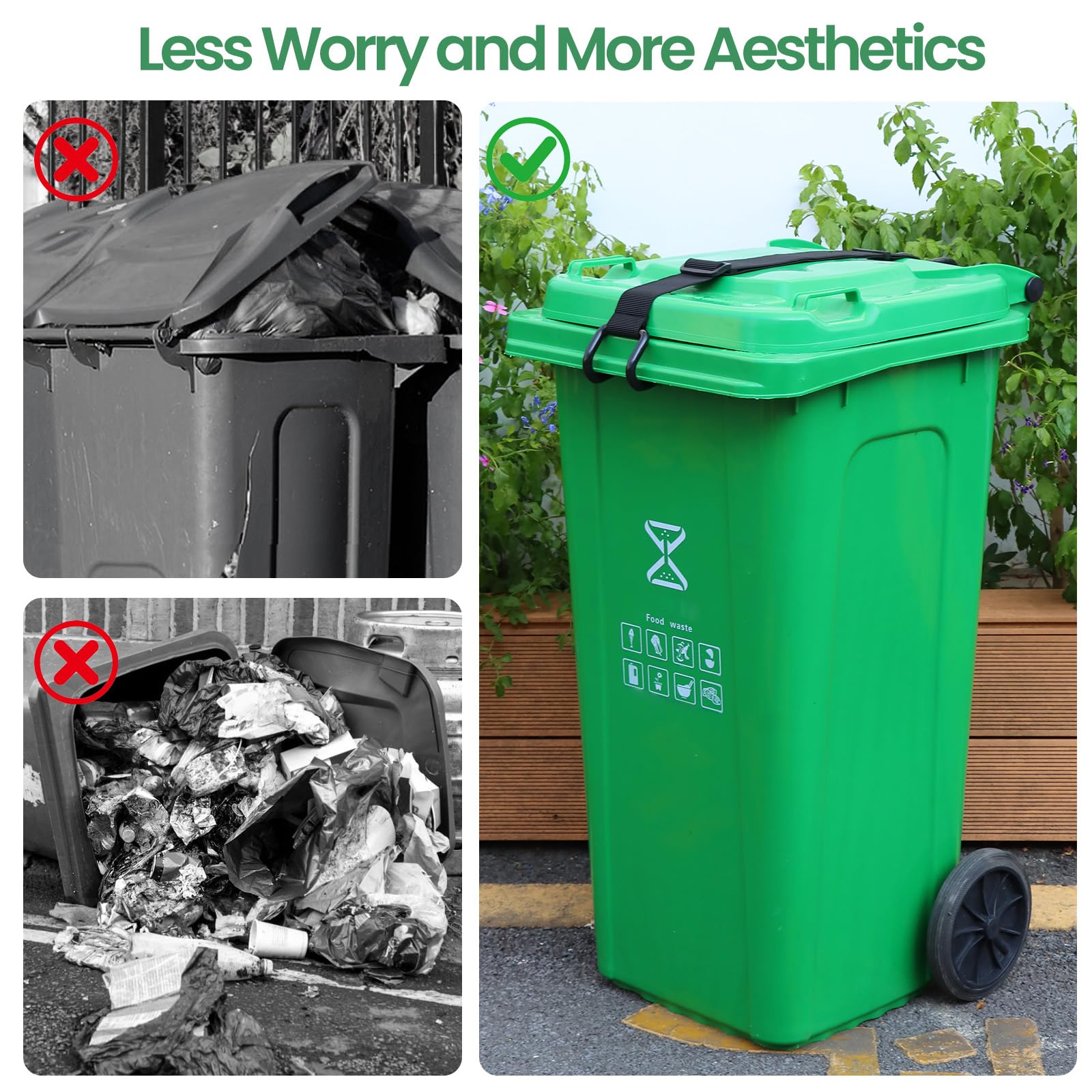 QUFA universal-fit lock fits 28-96 gallon trash cans
