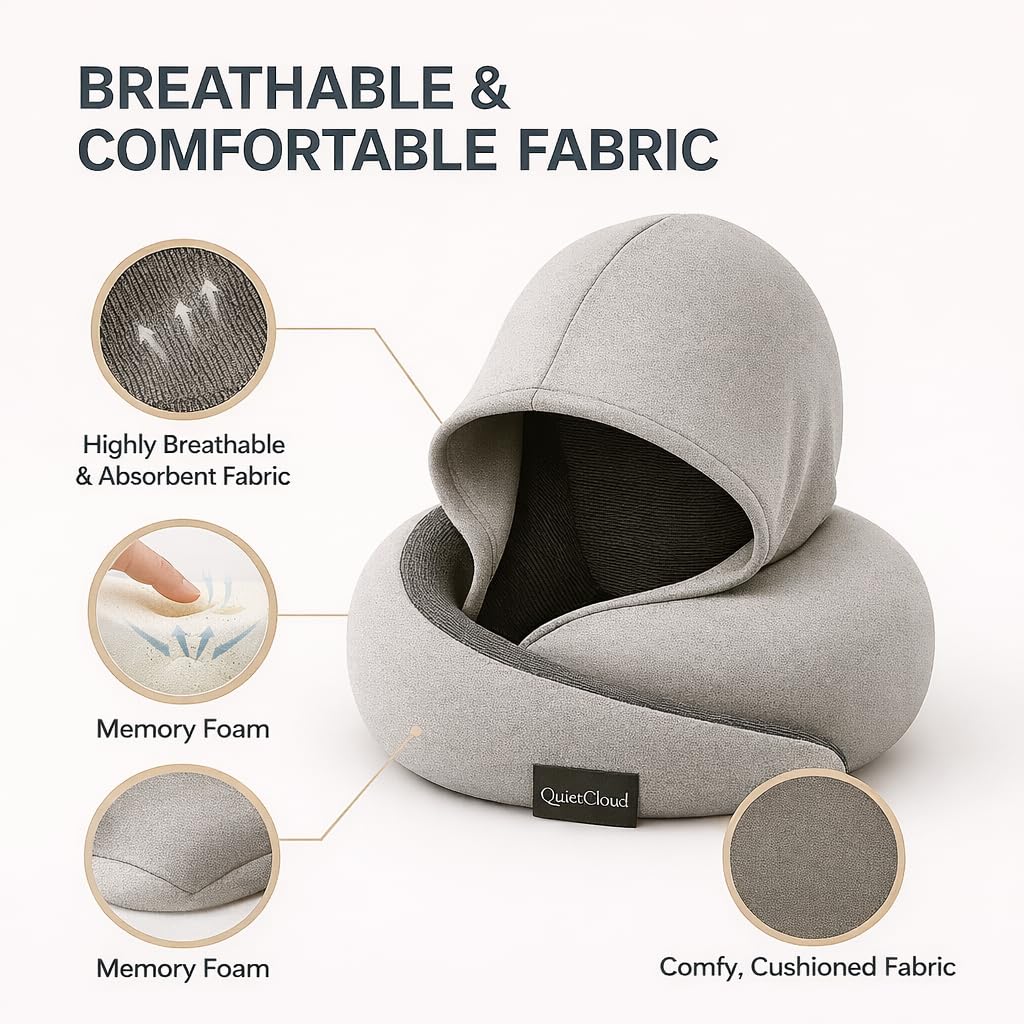 QuietCloud memory foam adapts to neck for personalized comfort