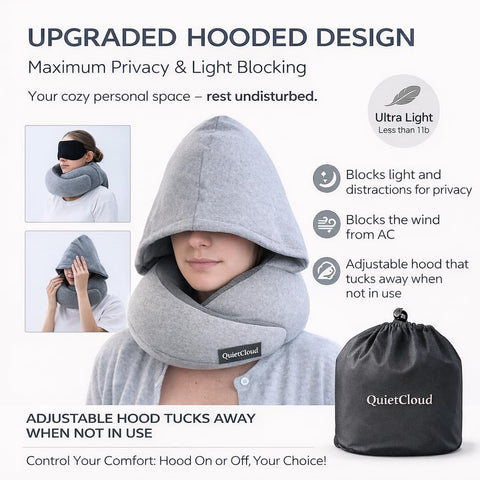 QuietCloud travel sleep kit includes an eye mask for rest