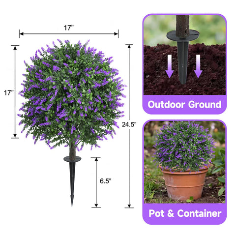 Quirlory lavender topiary set enhances porch and garden with symmetrical styling