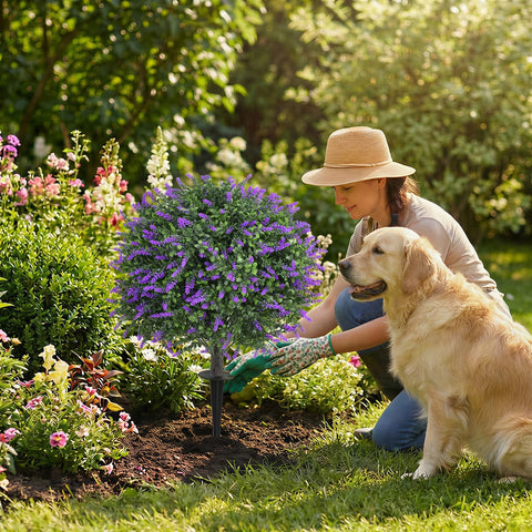 Quirlory outdoor fake plants offer maintenance-free greenery for patios