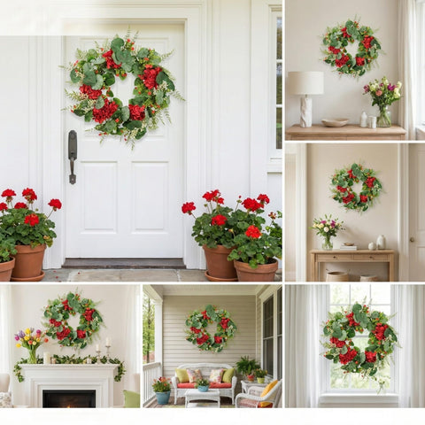 Quixem red green hydrangea close up shows vibrant color for lively decor