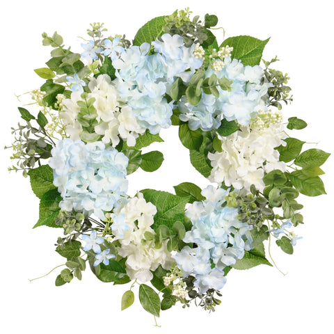 Quixem Spring Wreath hydrangea blooms close-up demonstrating texture and color.