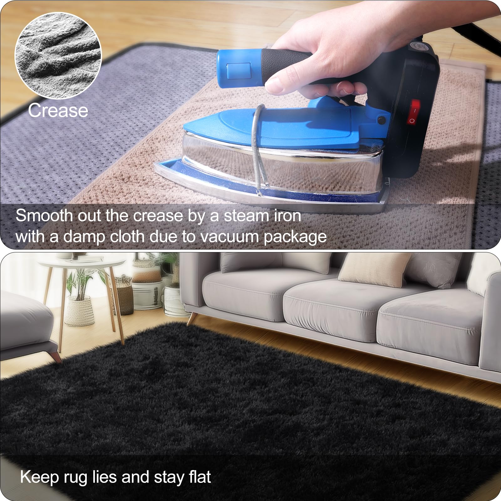 qulint close-up dense pile rug texture, plush feel