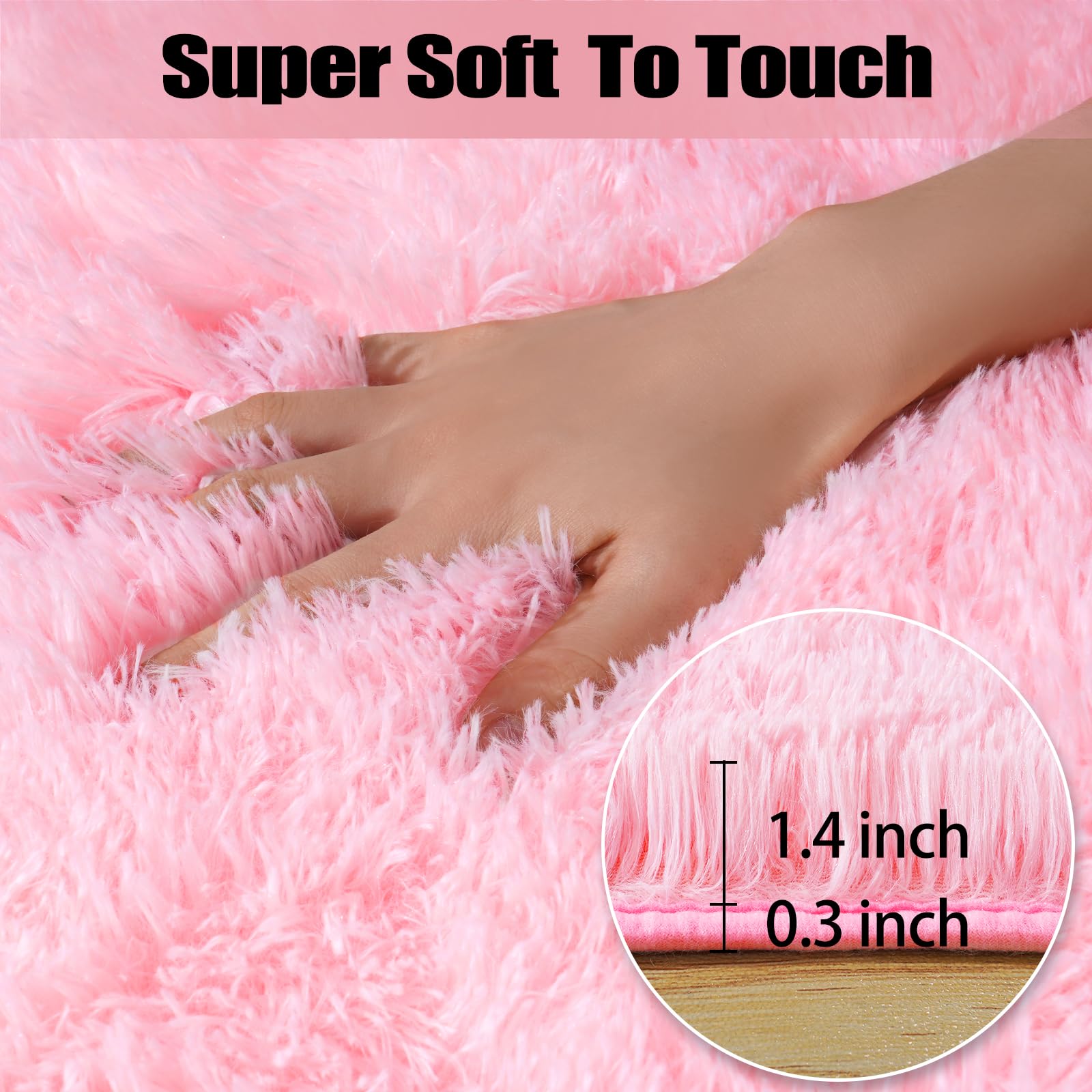 QuLint large fluffy pink rug creates cozy bedroom ambiance