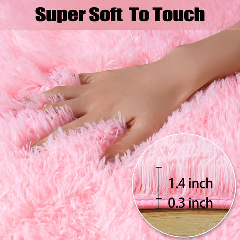 QuLint large fluffy pink rug creates cozy bedroom ambiance