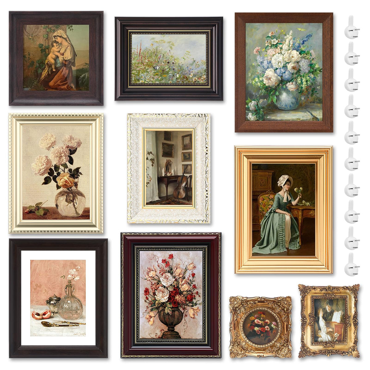 Qunclay vintage frames set of ten in varied sizes for a chic wall gallery.