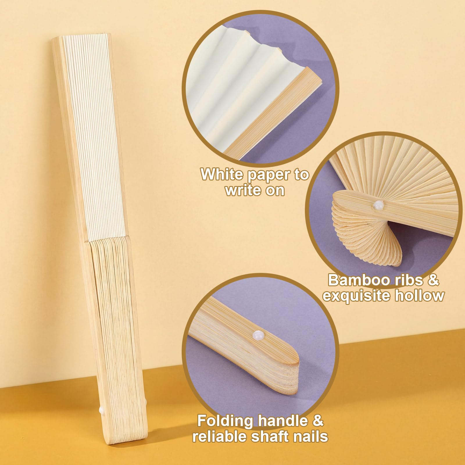 Qunclay handheld fan in bridal style, perfect for events.