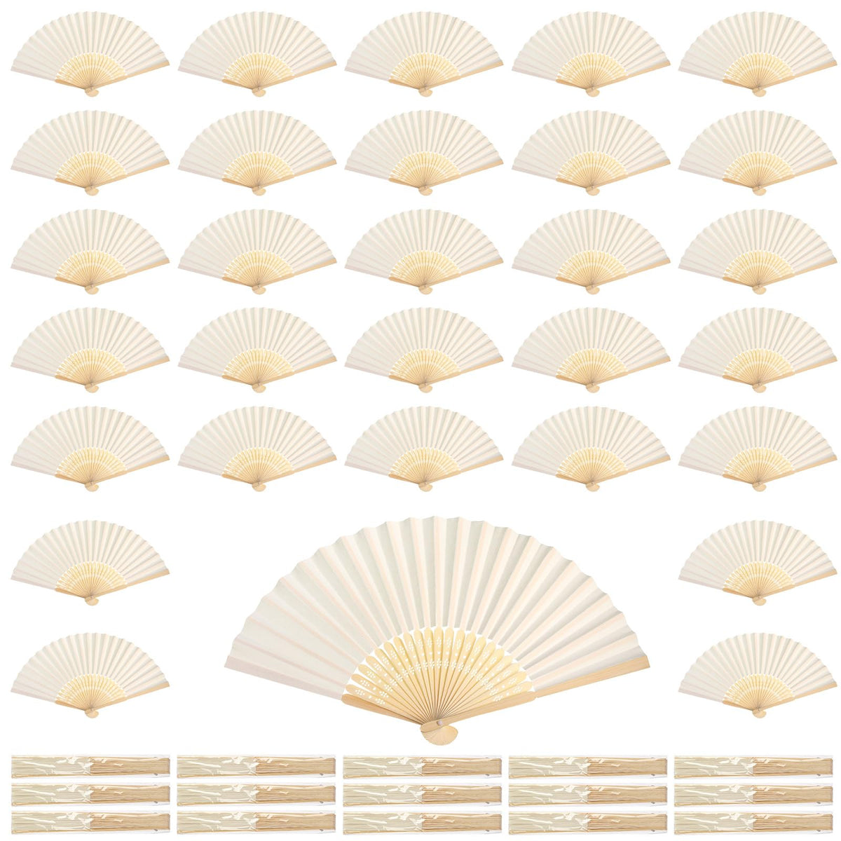 Qunclay white paper fan with hollow pattern, ideal for wedding decor.
