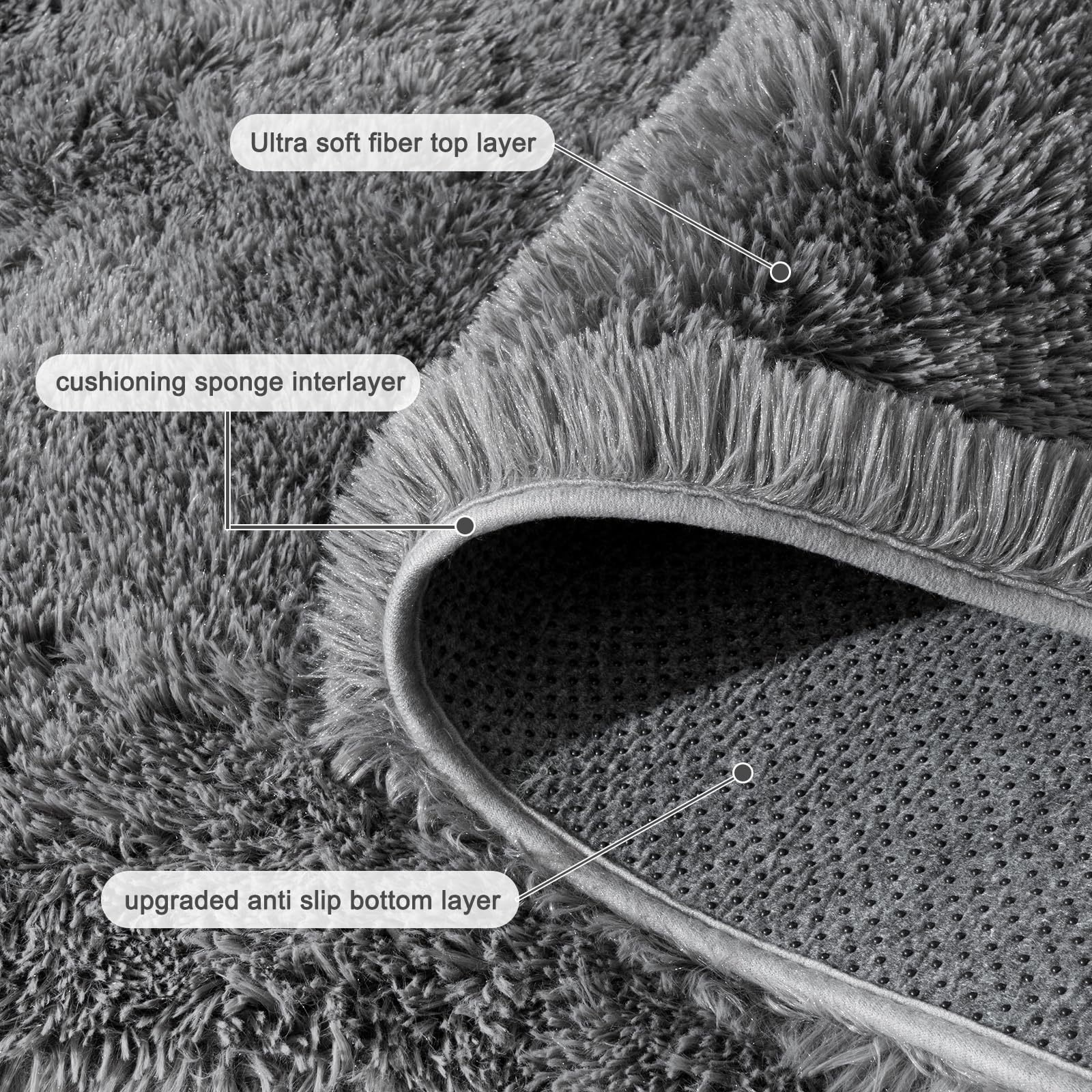 Quntue anti-slip dots keep the rug secure on various floors