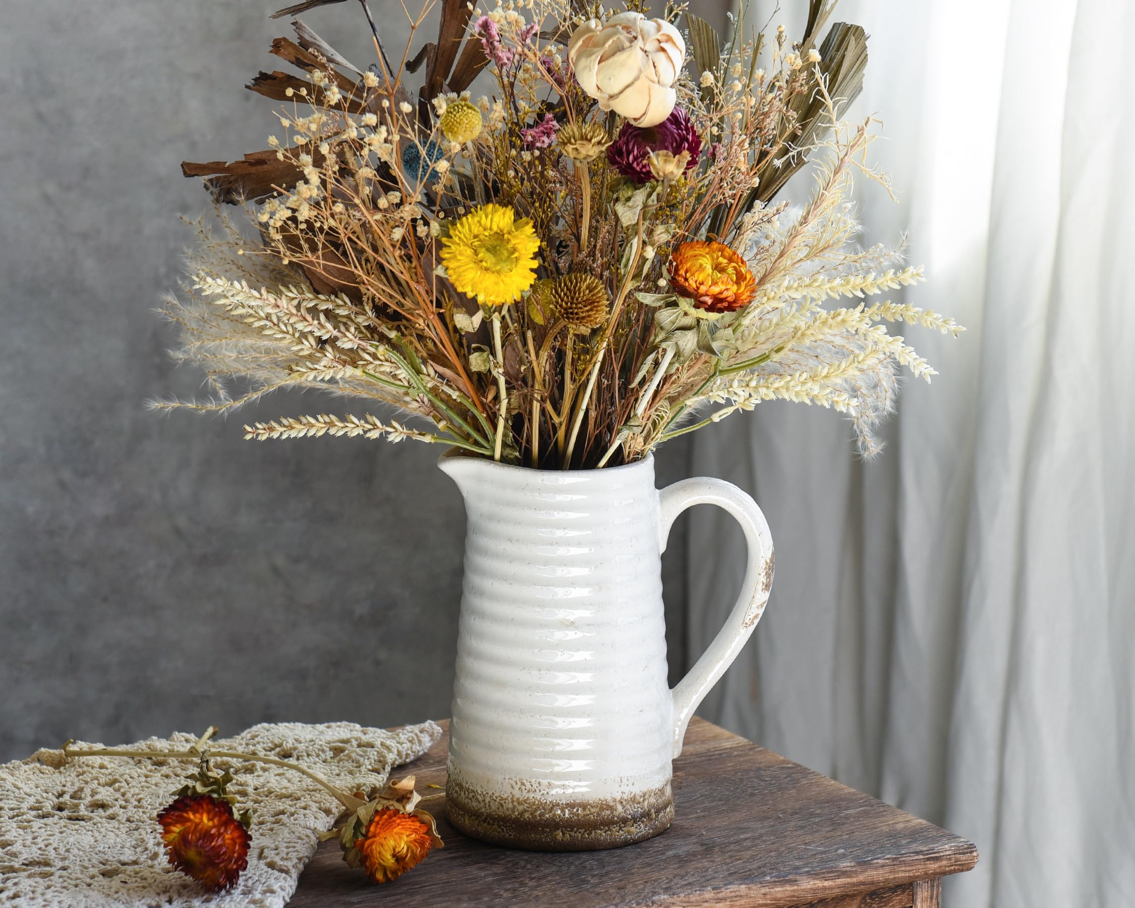 Quoowiit rustic vase with distressed finish enhances vintage farmhouse decor