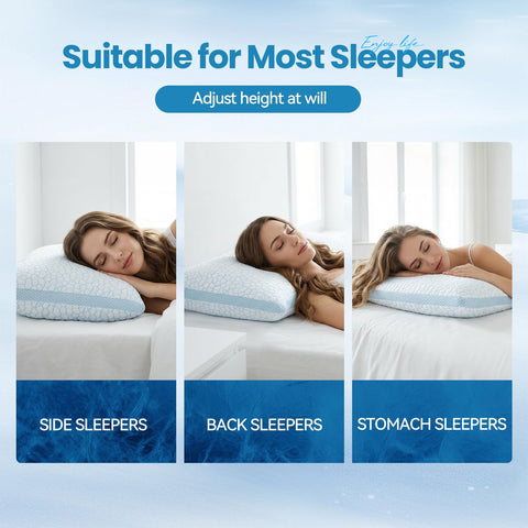QUTOOL adjustable-height pillow with removable foam filling for personalized loft