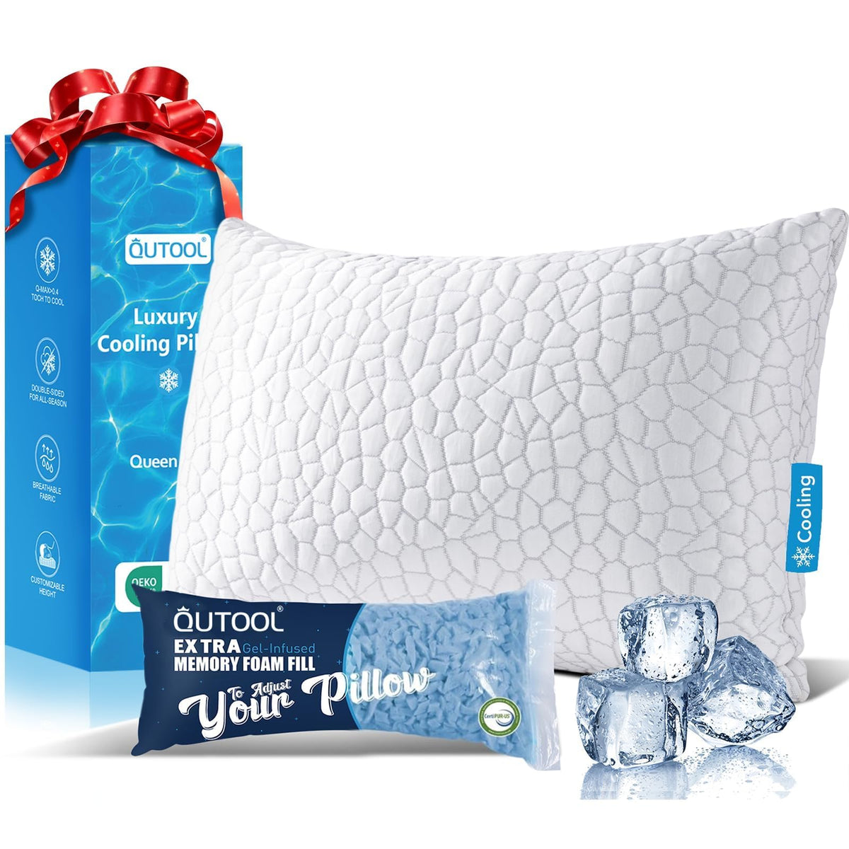 QUTOOL cooling pillow ice-side cover cools surface for sweat-free nights
