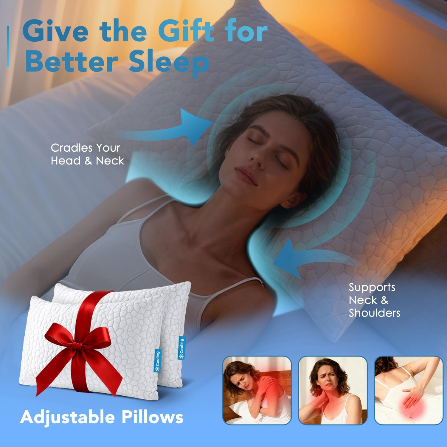 QUTOOL cooling pillow supports neck and spine alignment for good posture.