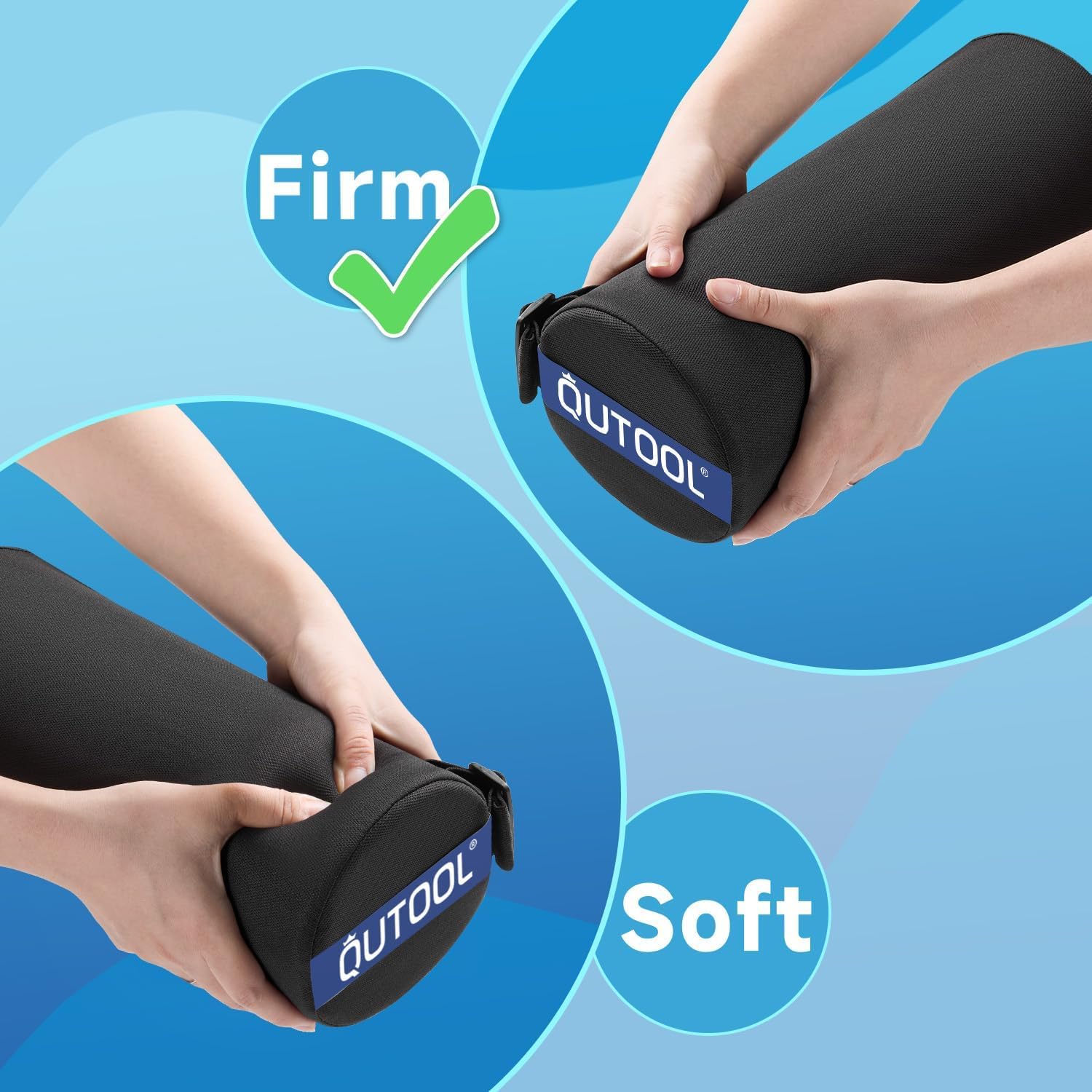 QUTOOL lumbar roll in car seat demonstrating portable comfort during commutes.