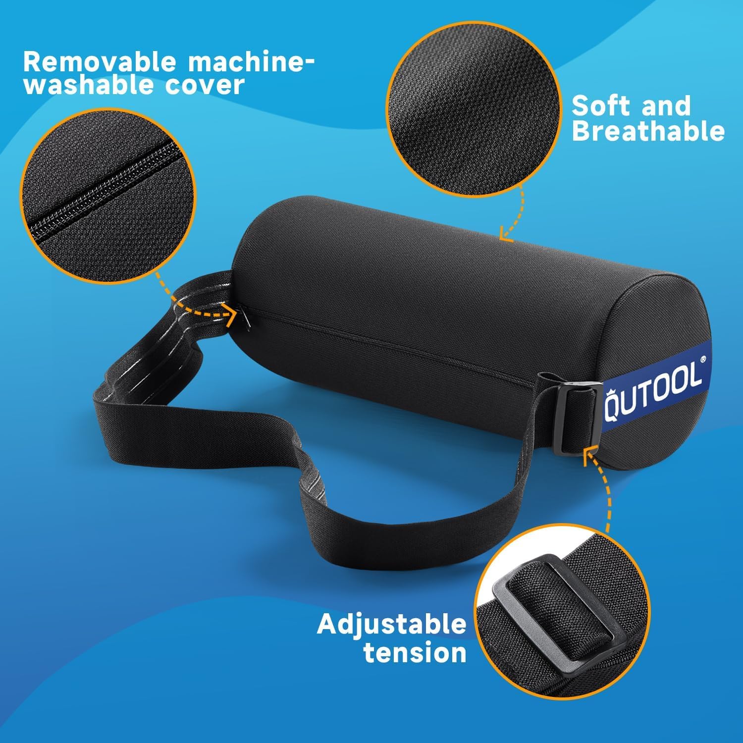 Easy to attach to multiple chairs with broad, comfortable strap.