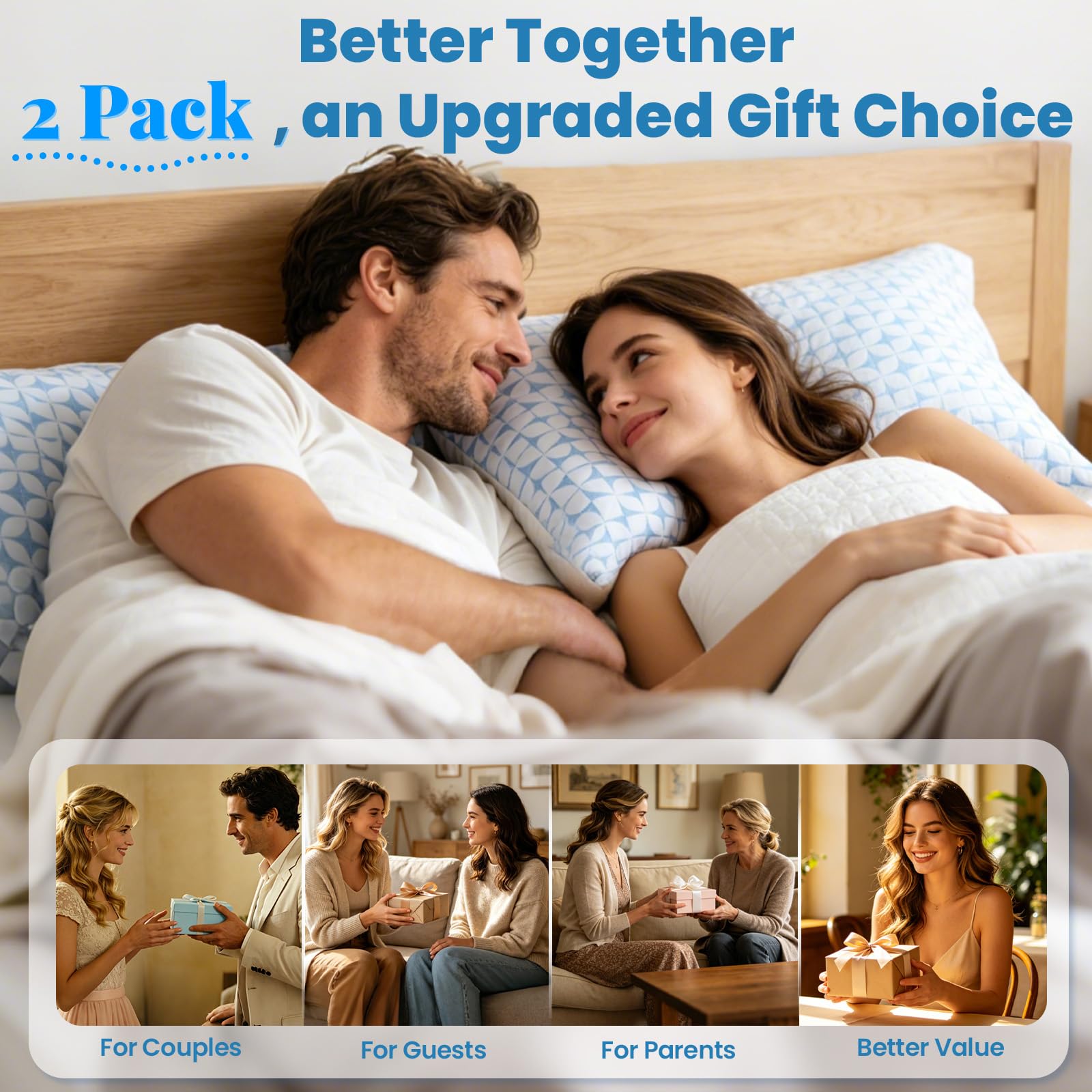 QUTOOL queen-size pillow set of two packaged for home comfort.